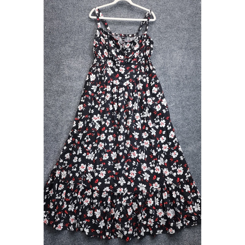 Torrid Womens Floral Smocked Tiered Maxi Dress Sleeveless Boho Cottagecore 1X